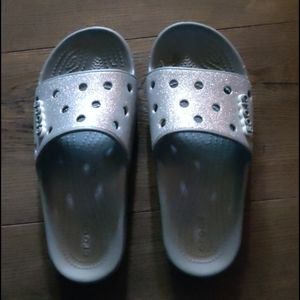 Crocs Silver Sparkle Slides